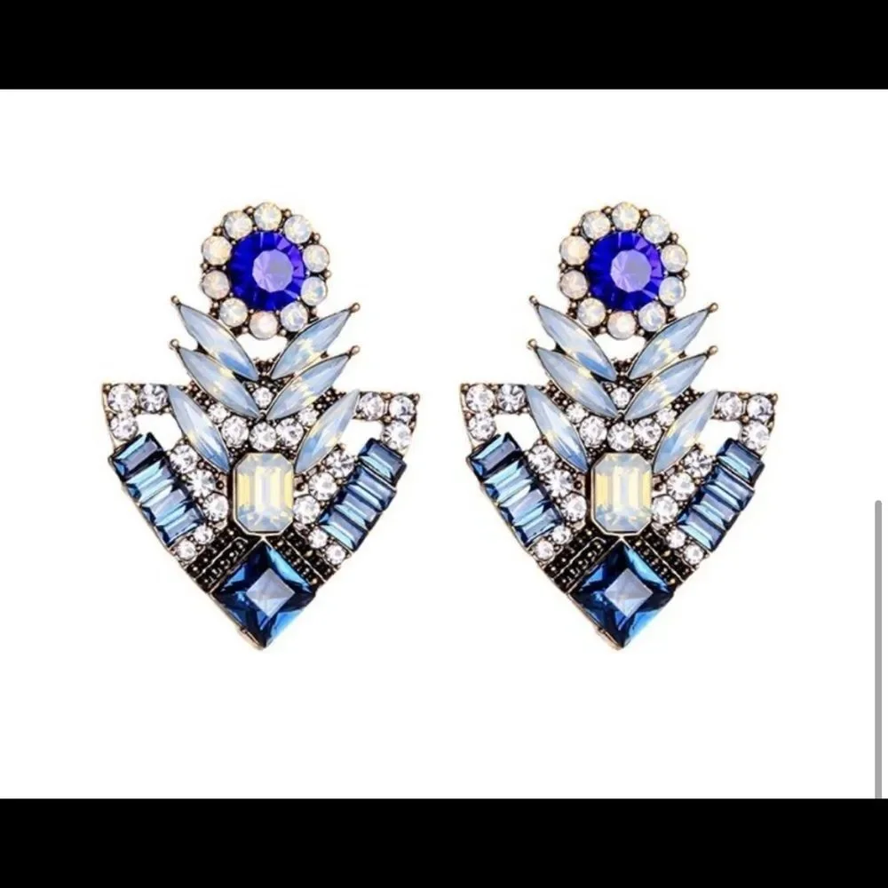 Vintage bohemian blue flower earrings